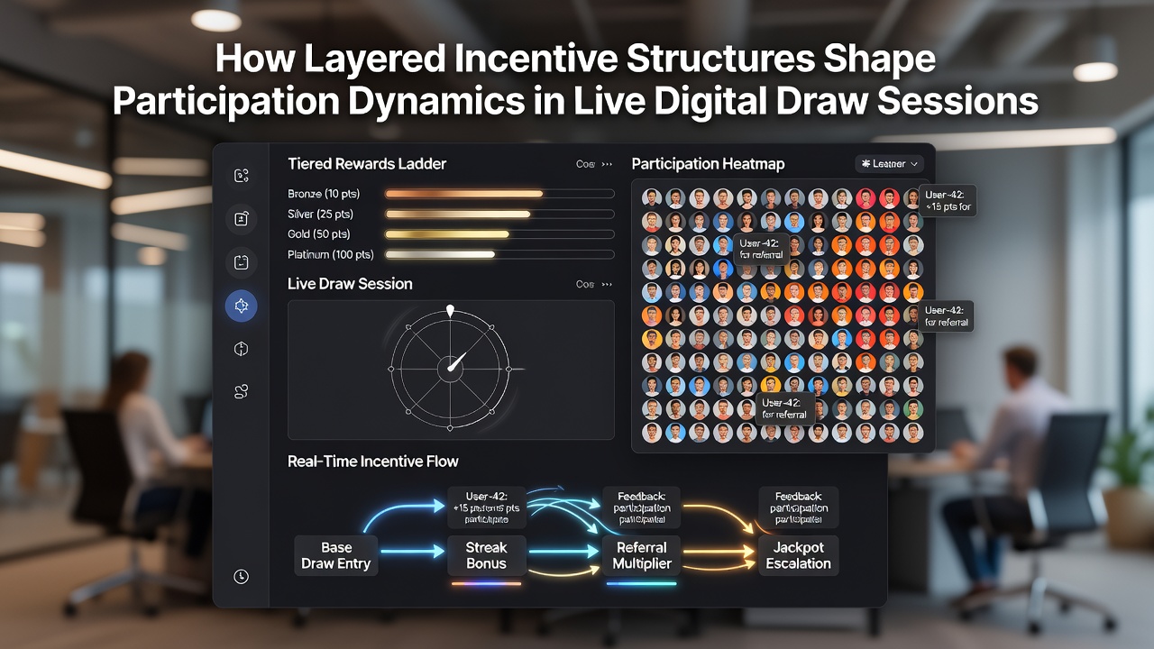 Graph depicting participation dynamics and retention rates under different layered incentive structures in digital draws