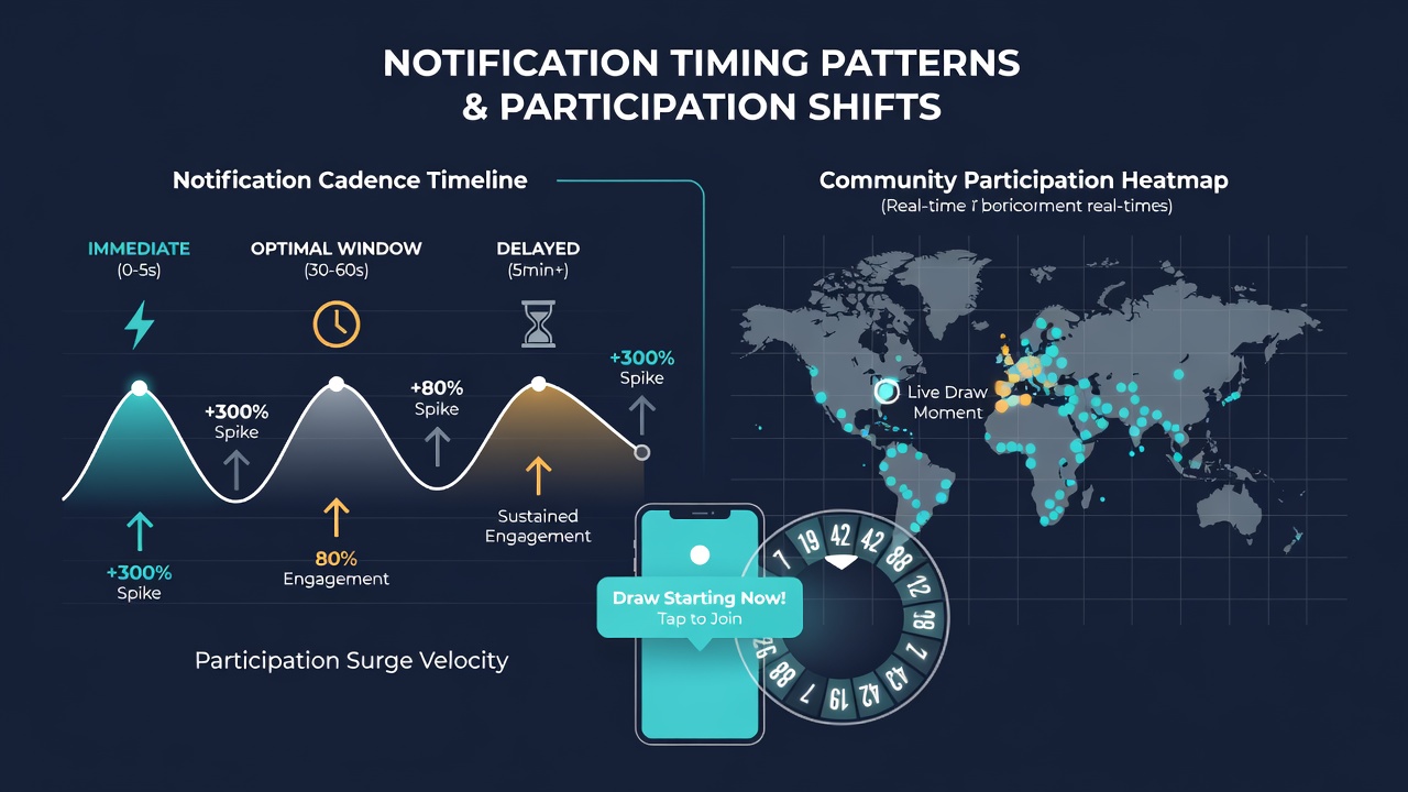 Data chart illustrating participation shifts linked to varied notification schedules in number draw communities